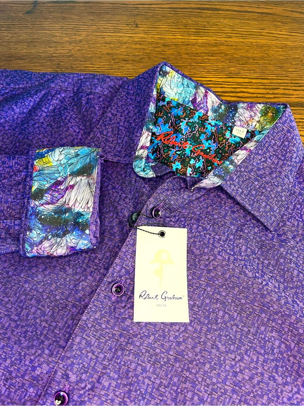 Robert Graham Men's Dansen Purple Long Sleeve Button Up Shirt NWT XLT Abstract